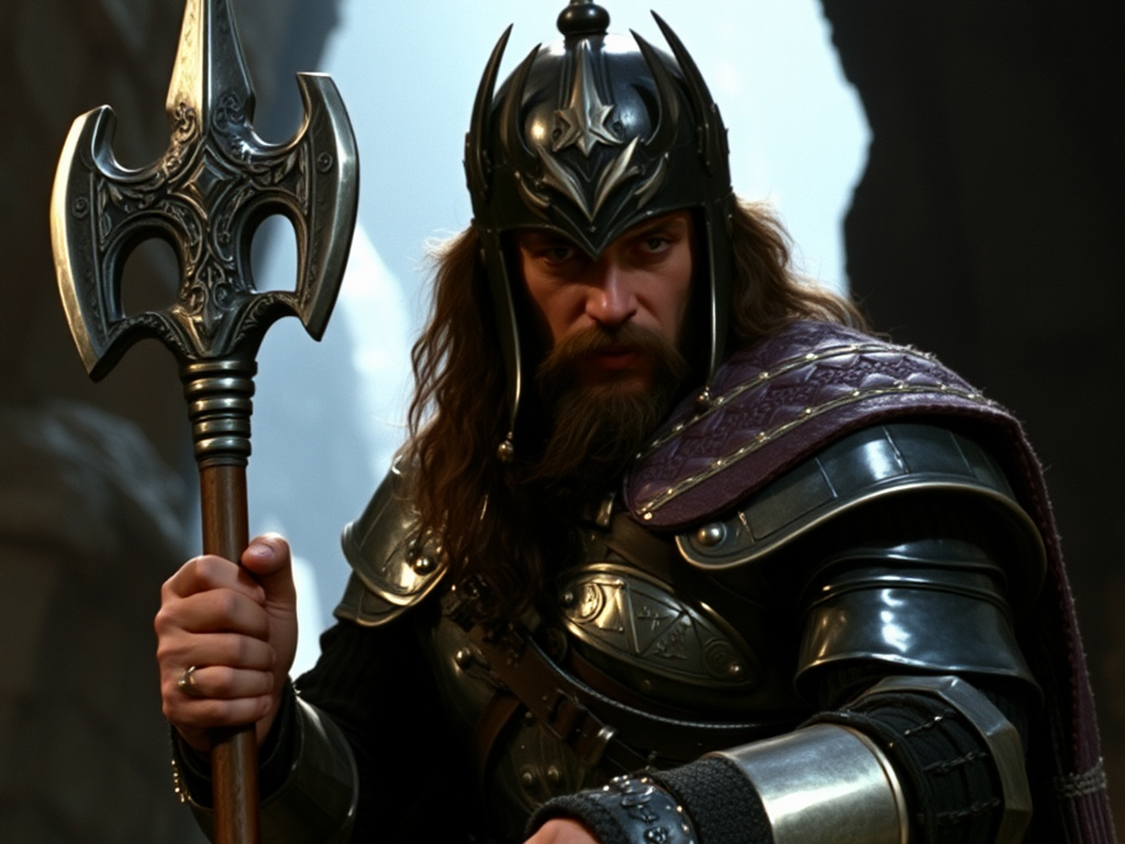 Warrior with a war hammer, Excalibur DVD screengrab.