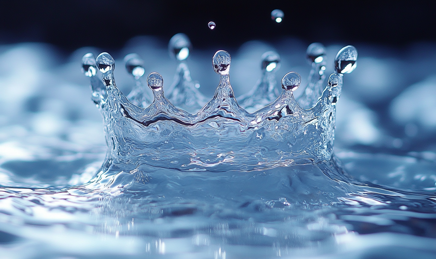 Water Splash Crown on Blue Background