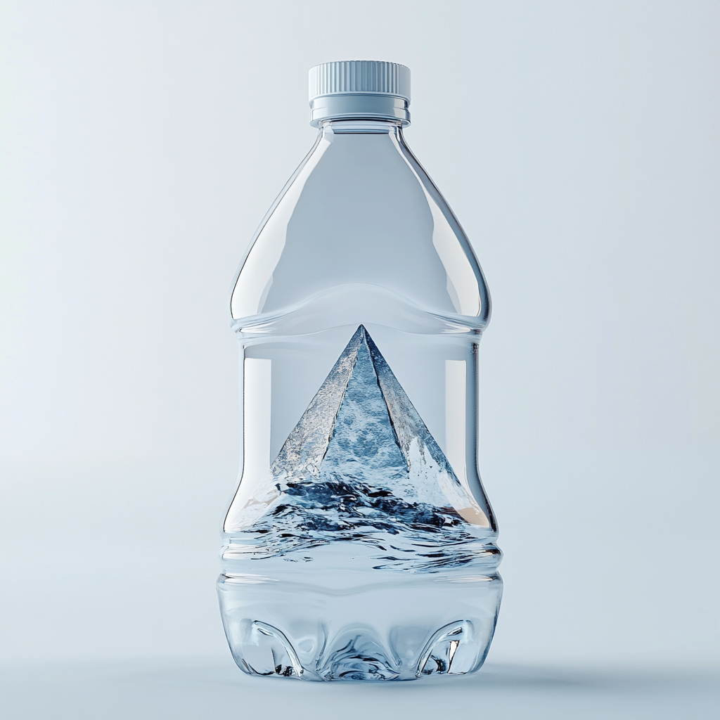 Water drop texture bottle with minimalist style in 3D.