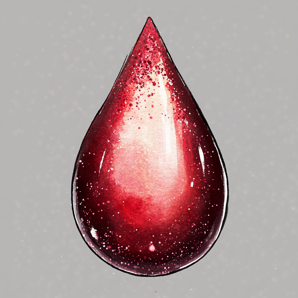 Watercolor clipart of detailed red glitter drop