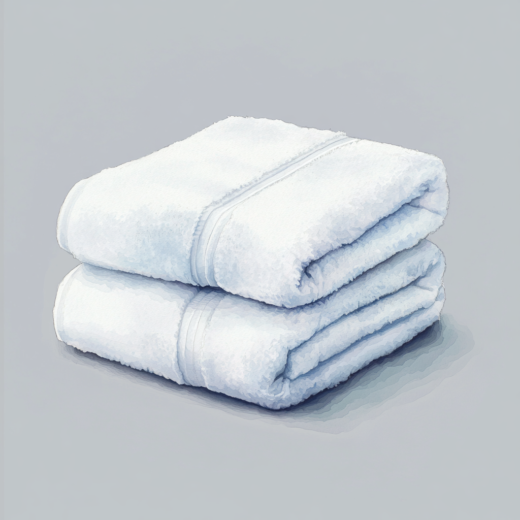 Watercolor of folded towels in soft colors luxury aesthetic