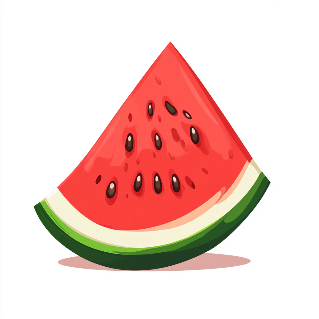 Watermelon wedge with small glares in cartoon style