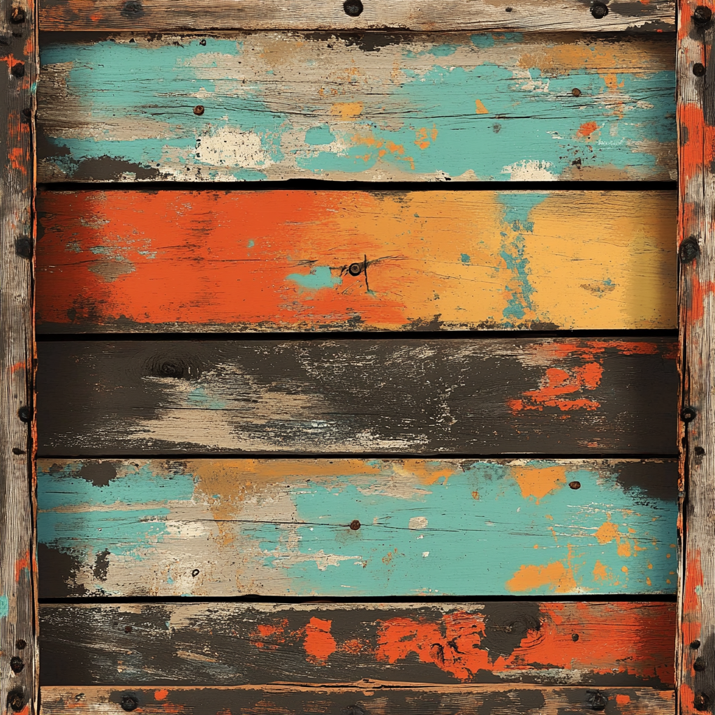 Weathered wooden crate design with Cuban colors for printing.