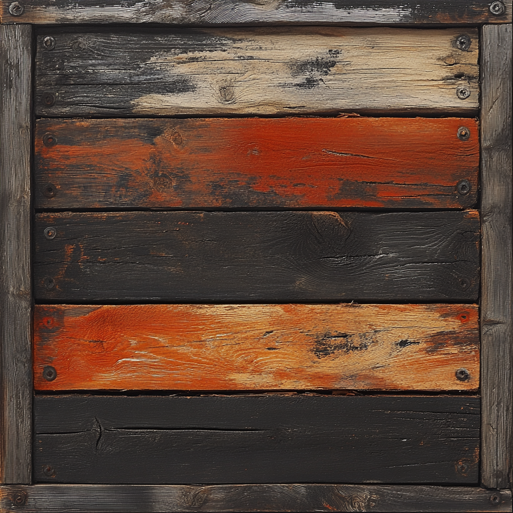 Weathered wooden crate with elegant spray paint effects.