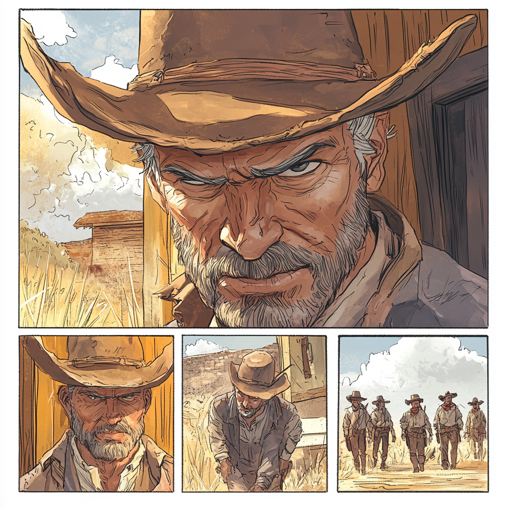 Web cartoon 9-panel wild west comic strip 