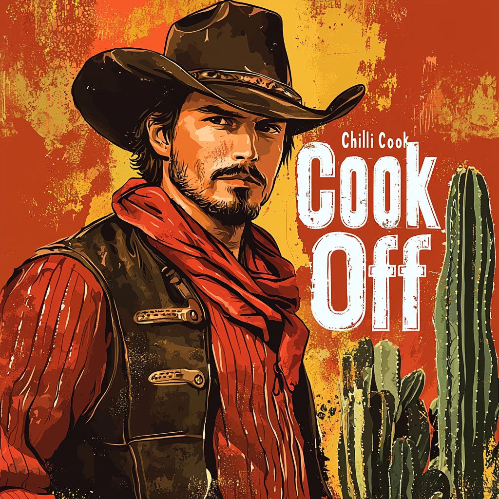 Western Cowboy Chili Cook Off Poster Southwest Cactus