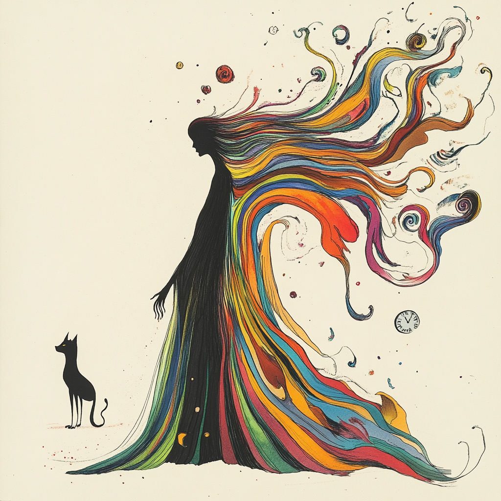 Whimsical AI illustration with surreal, flowing ribbons.