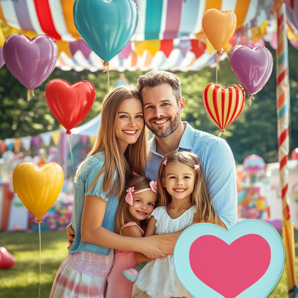 Whimsical Circus Family Photo with Children's Event Vibe