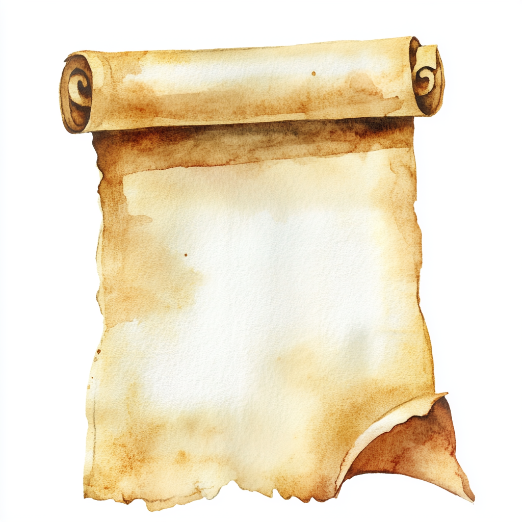 Whimsical Watercolor Paper Scroll Illustration