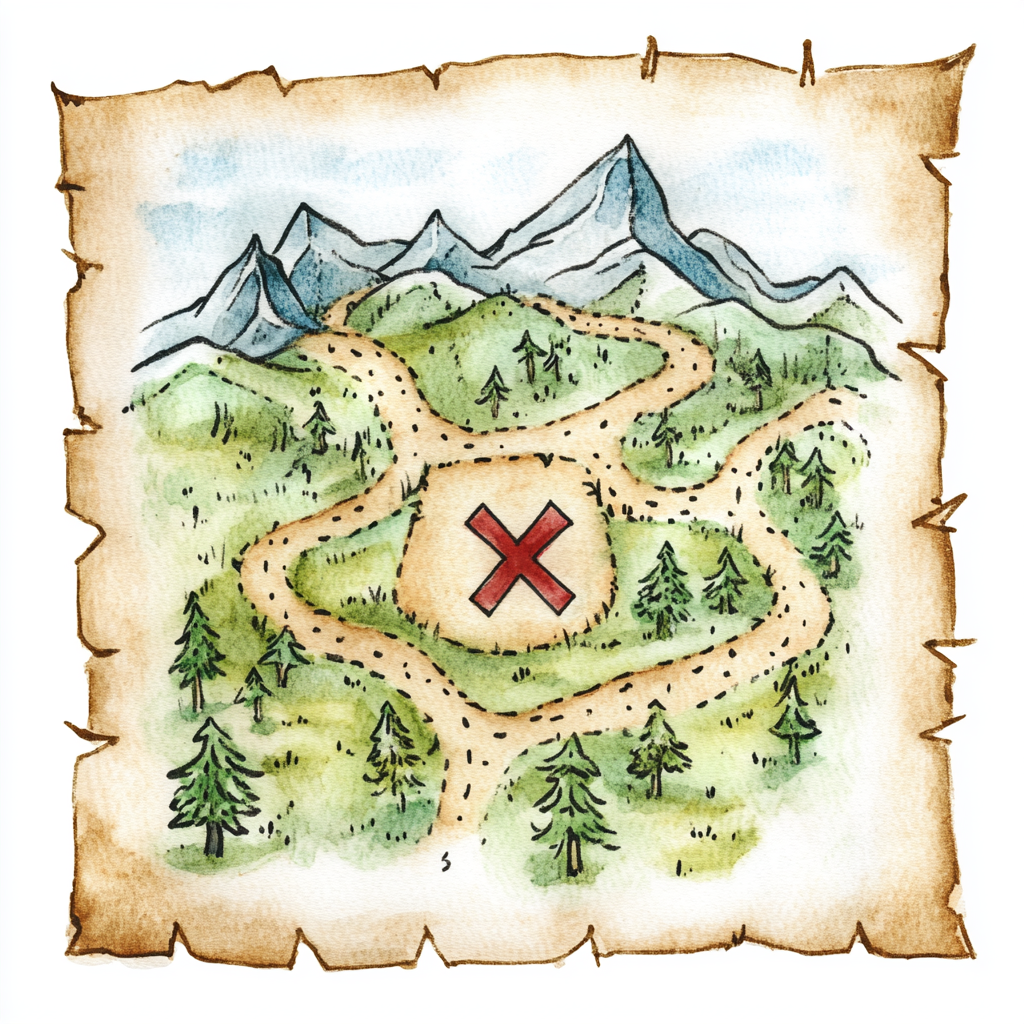 Whimsical Watercolor Treasure Map Illustration