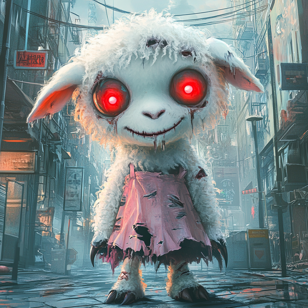 Zombie sheep in post-apocalyptic city