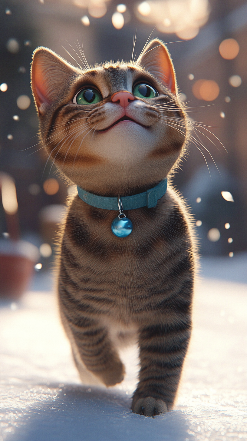 Whiskers the Amazed Tabby Cat Ice Skating