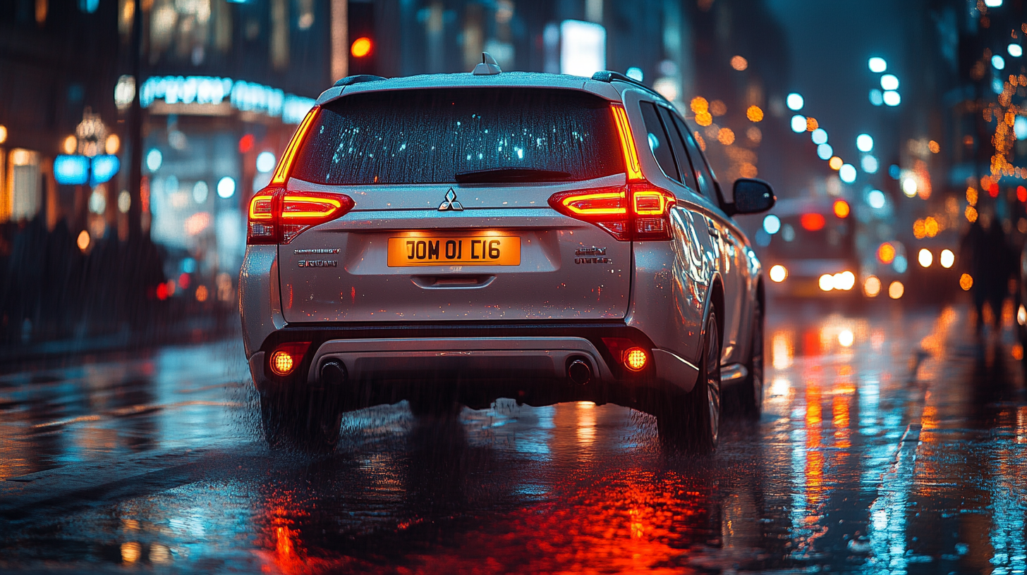 White Mitsubishi Outlander Night Photo London Sony Mirrorless DSLR