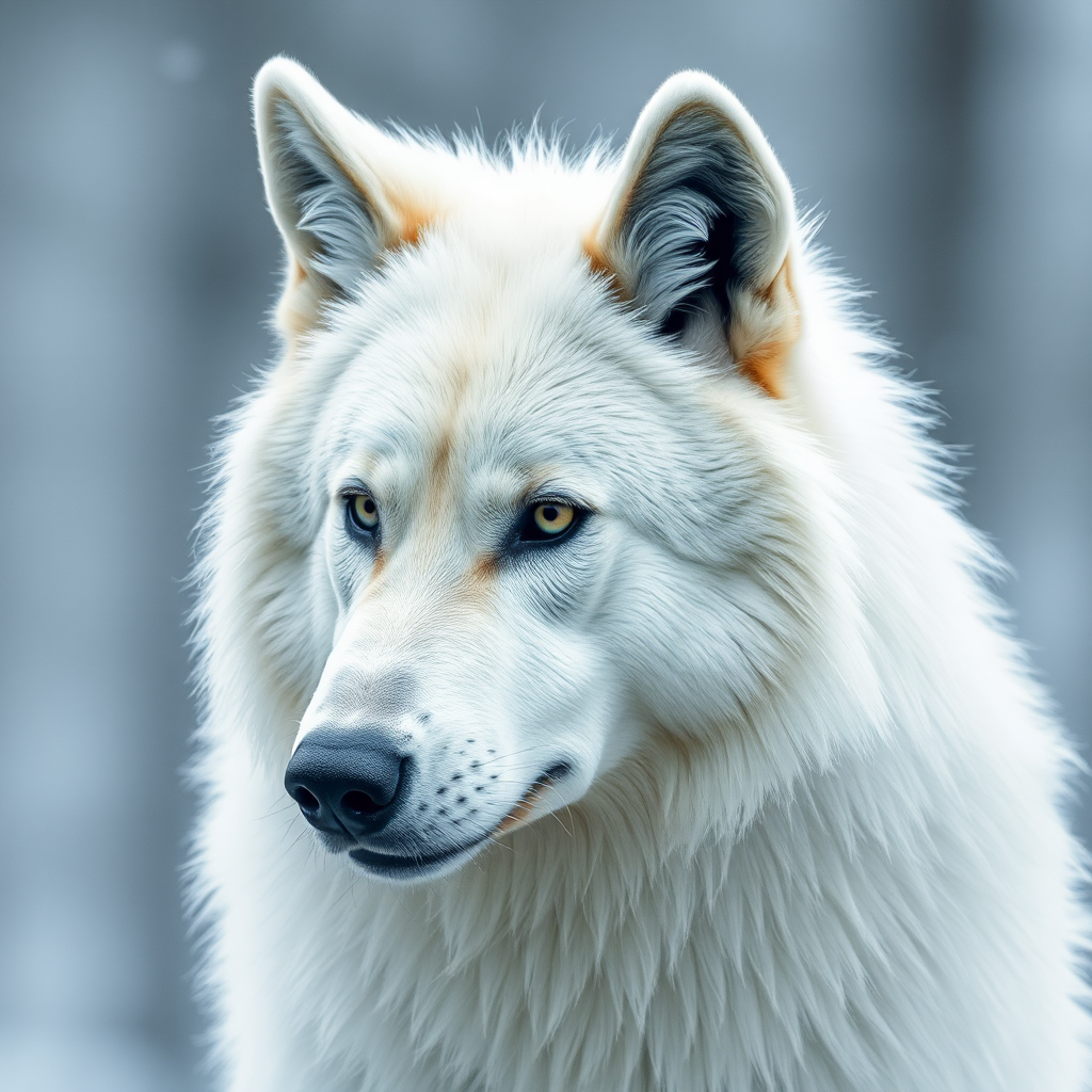 White Wolf in Snowy Forest