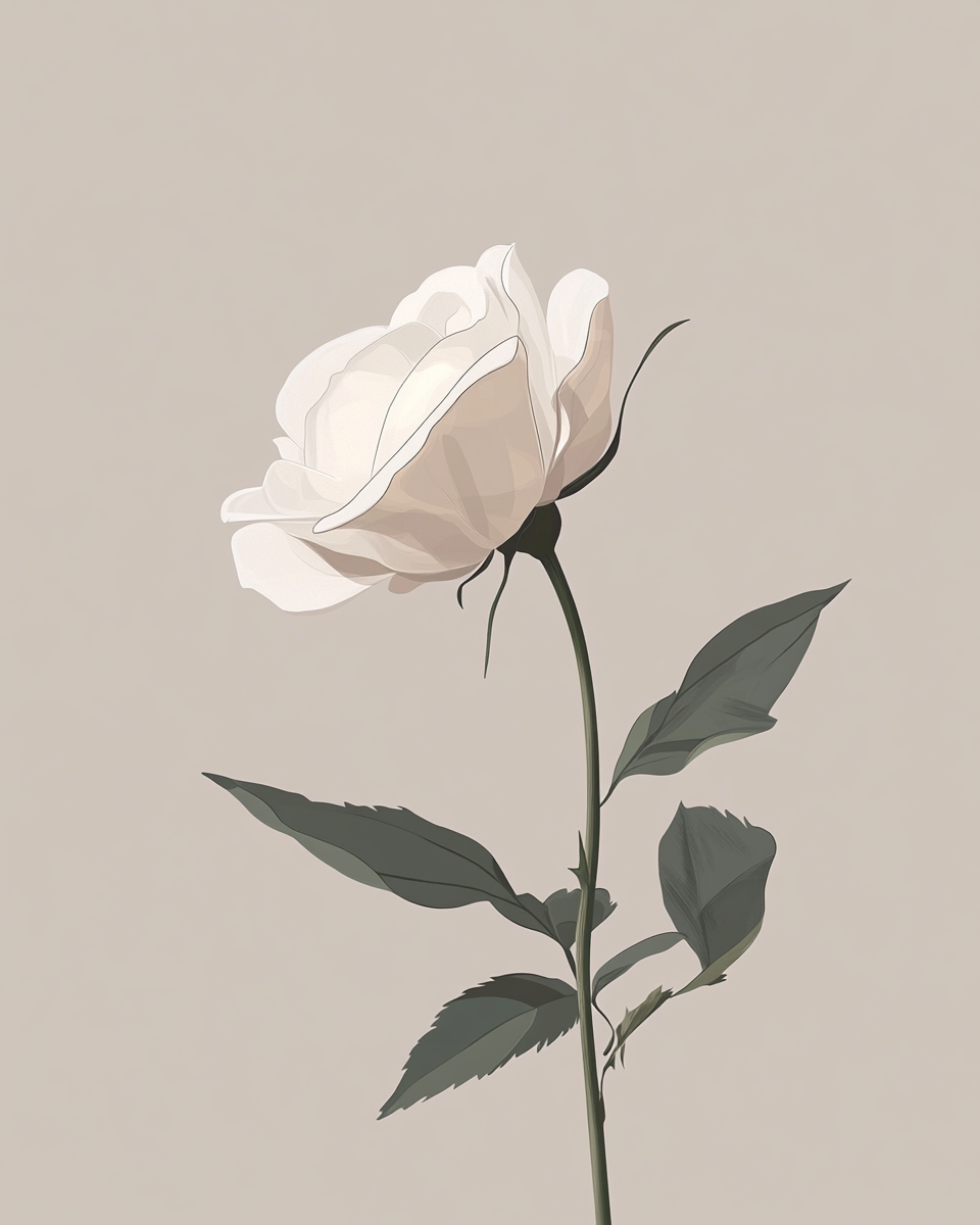 White rose from various perspectives on gray background