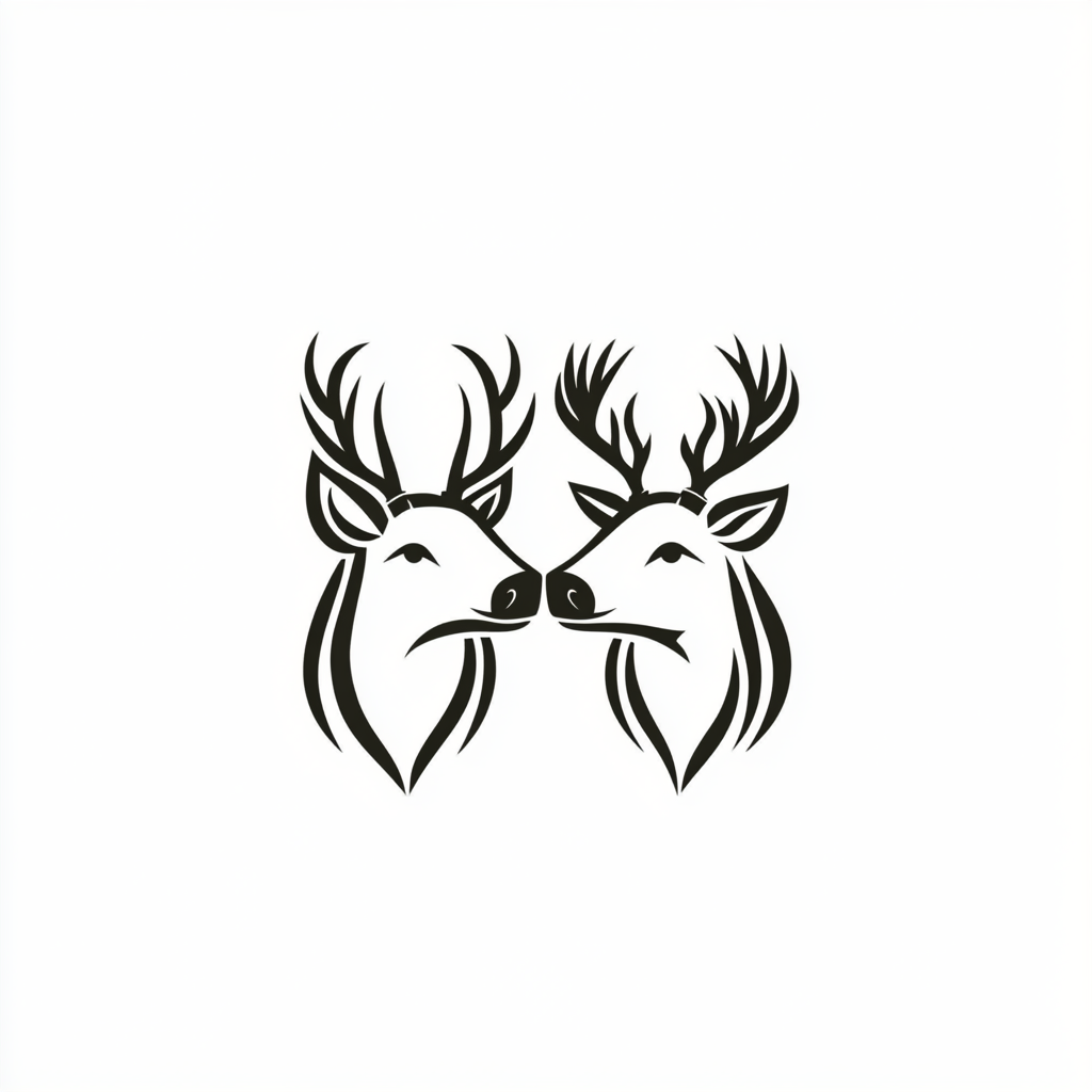 Wild boar and stag logo on white background.