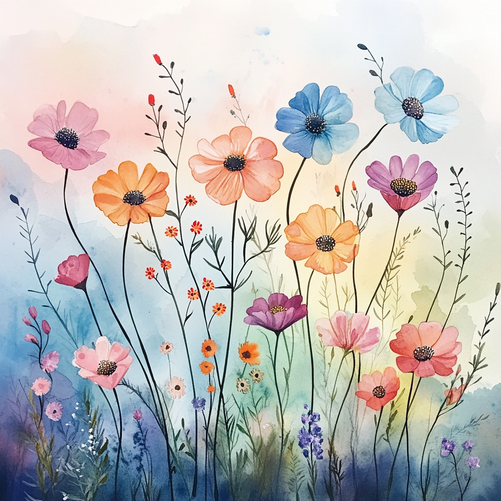 Wildflower Meadow: A Watercolor Dream