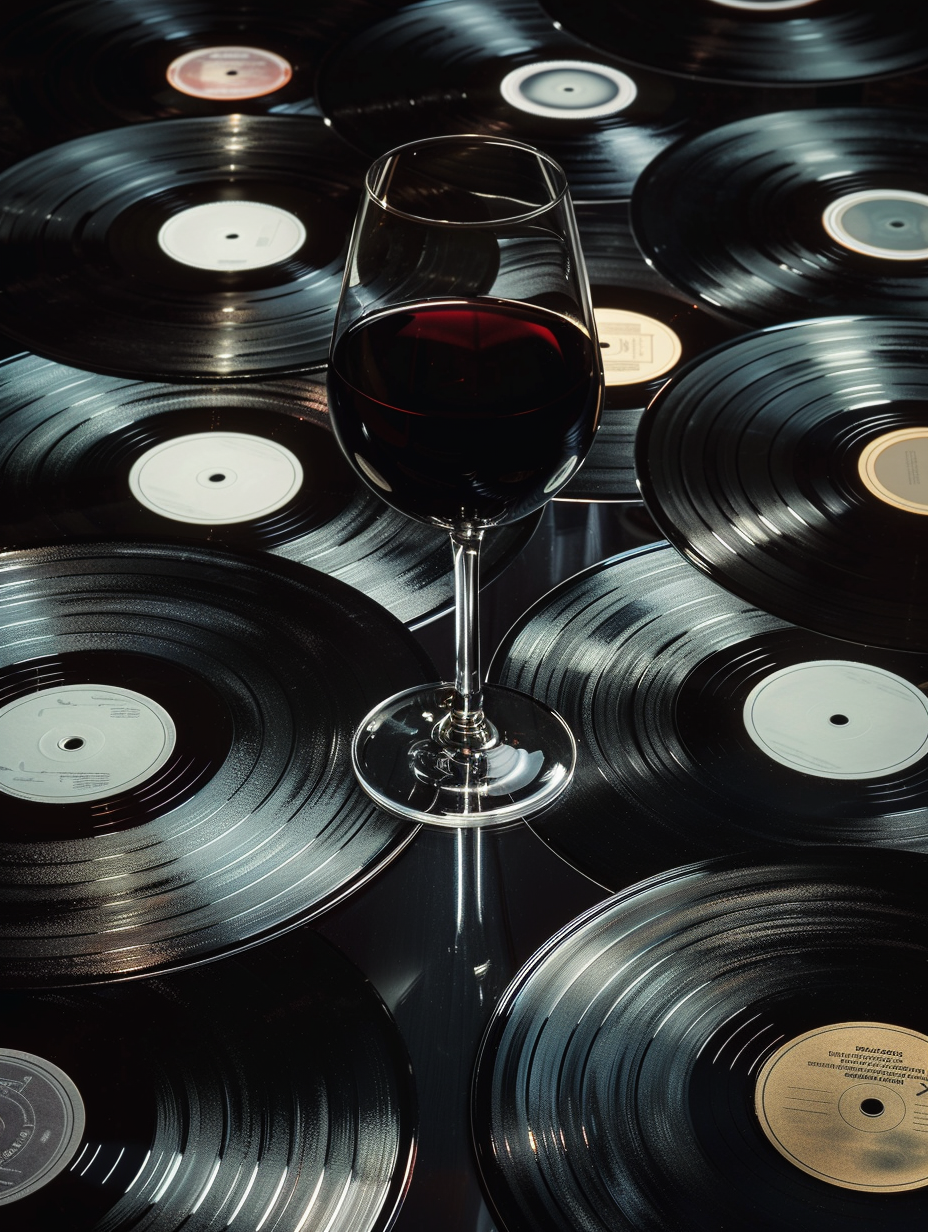 Wine Glass & Vinyl Records in Cinematic 8K