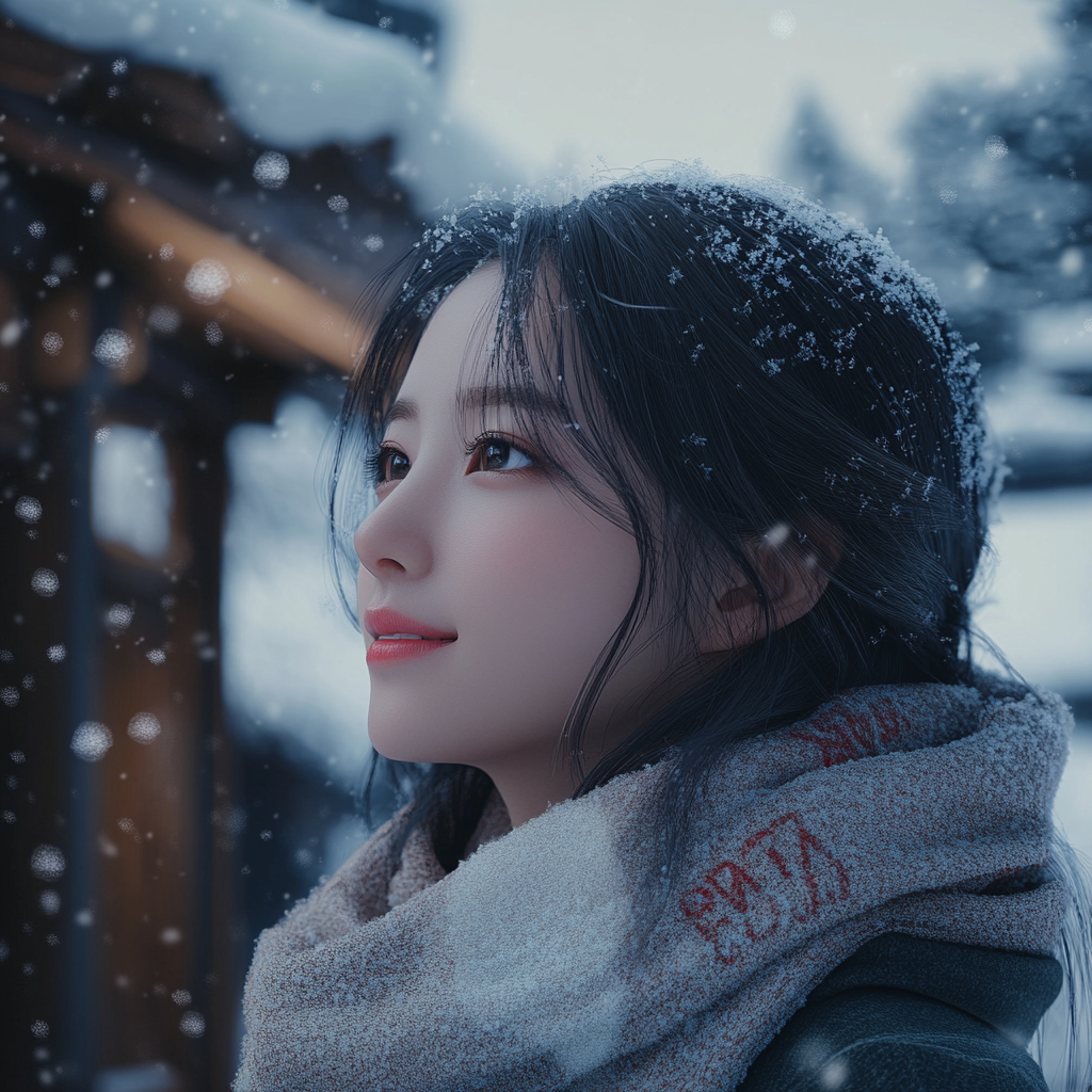 Winter afternoon in a snowy Korean village