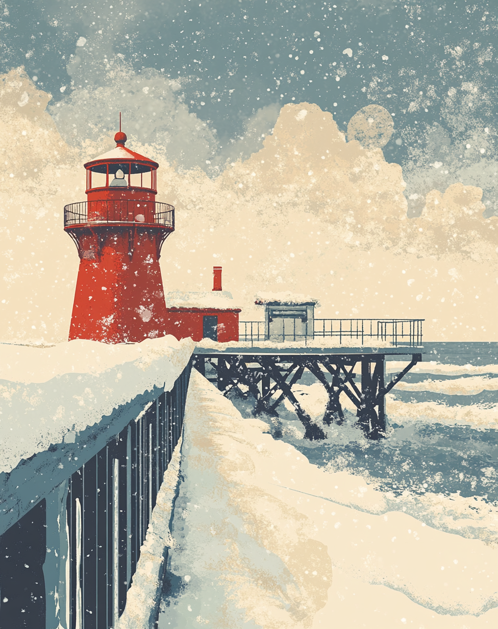 Winter in South Haven: Vintage Travel Poster