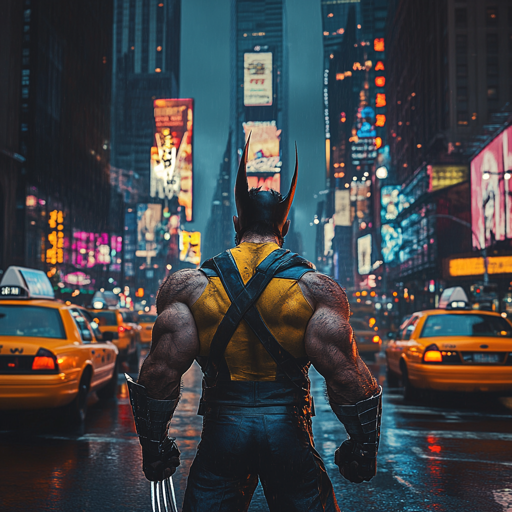 Wolverine, Marvel Character, in NYC Street at Night