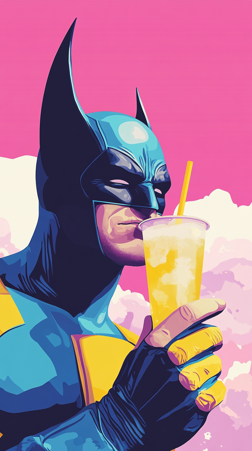 Wolverine Drinking Lemonade in Pop Art Style