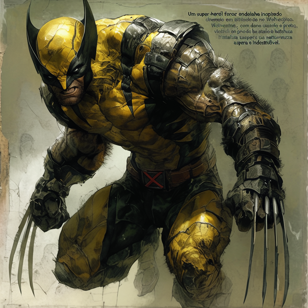 Wolverine em traje amarelo e preto, pronto para batalha.