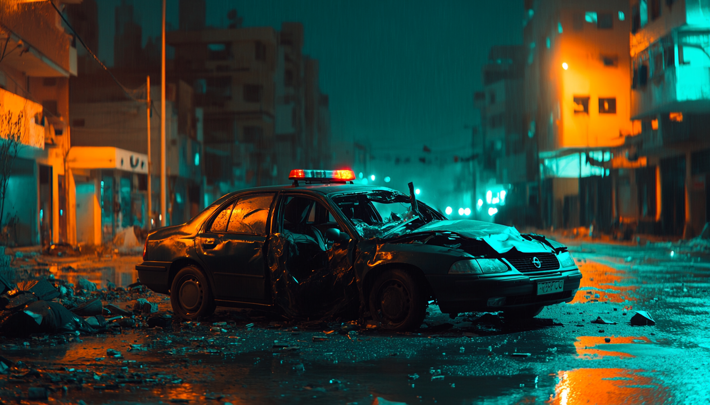 Woman on Opel Astra police car in Middle East