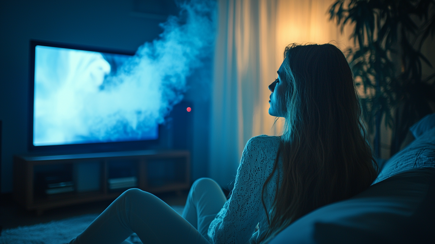 Women Watch TV with Scented Whisps for Wellness.