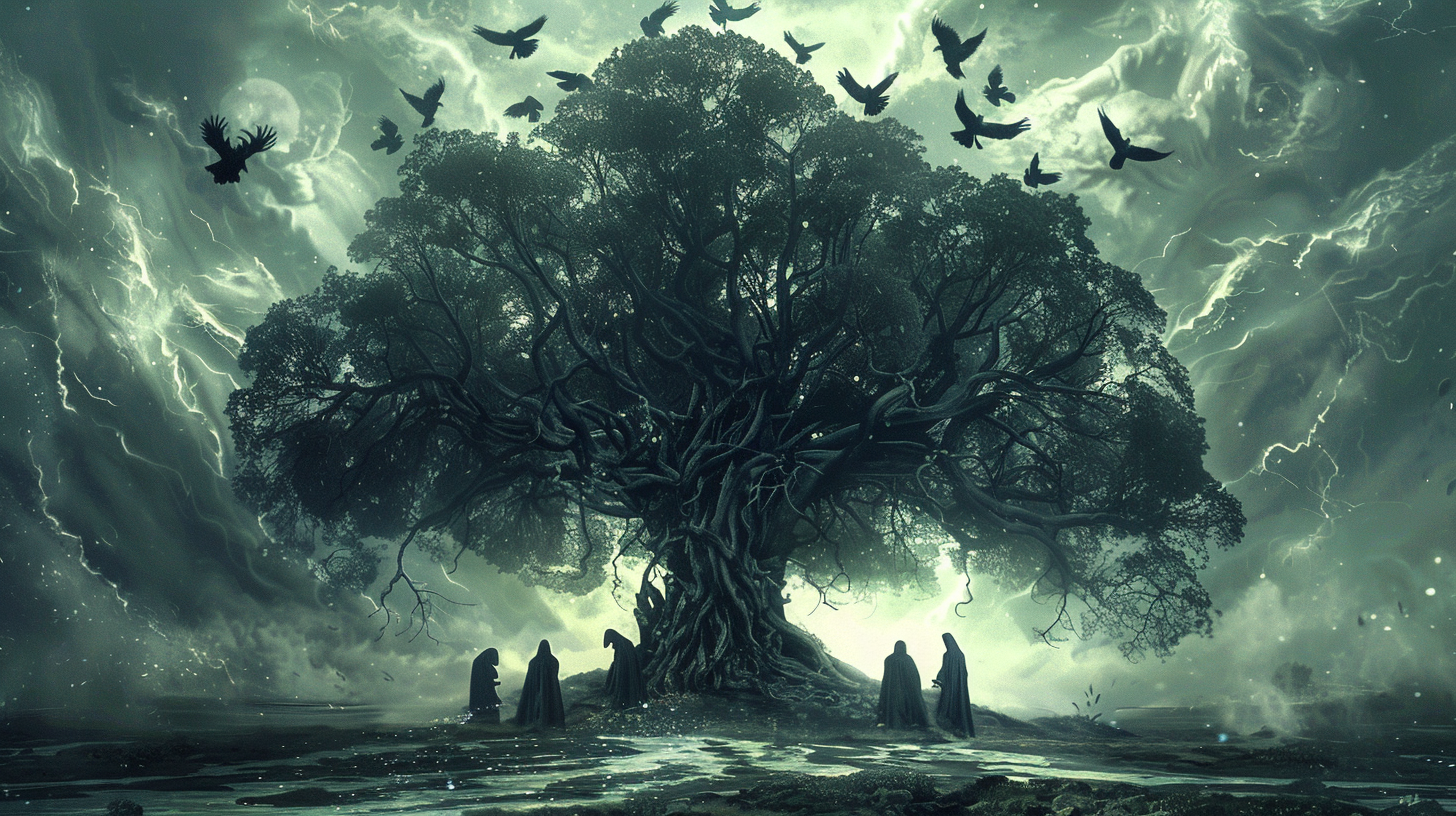 Wych Elm tree with soul leaves and spellcasters.