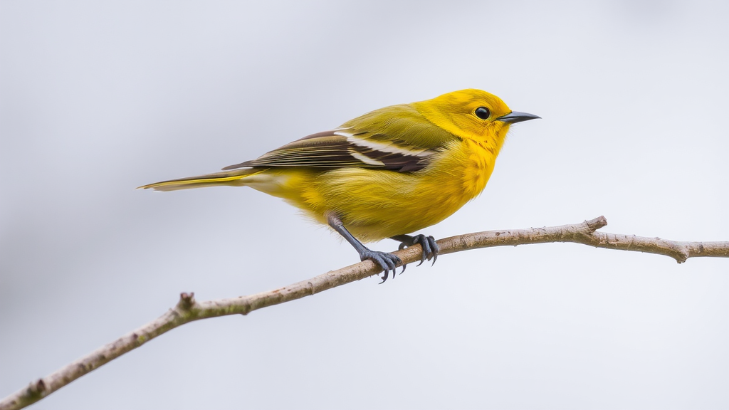 Yellow Bird Perched on Branch