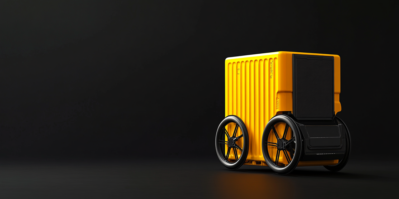 Yellow container on wheelchair with modern tech design