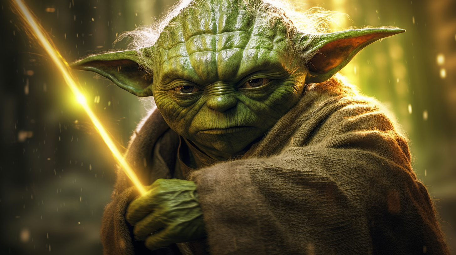 Yoda's Intense Battle: A Close-Up Portrait