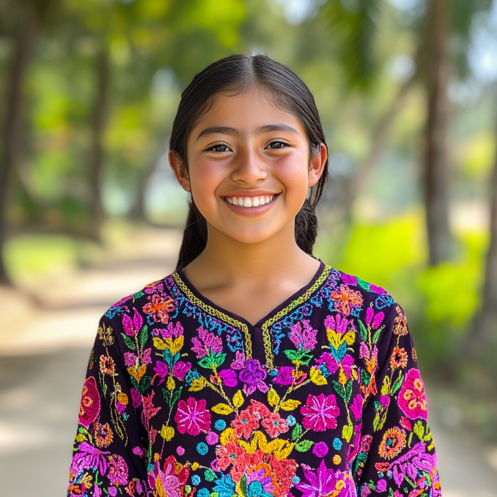 Young Guatemalan Girl Radiates Hope and Joy.