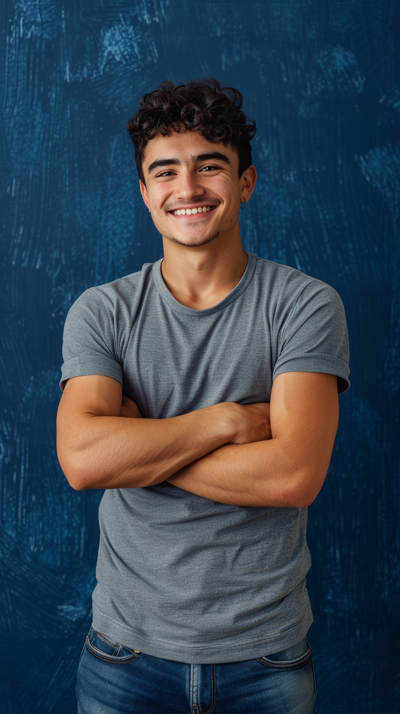 Young Man Smiling with Folded Arms