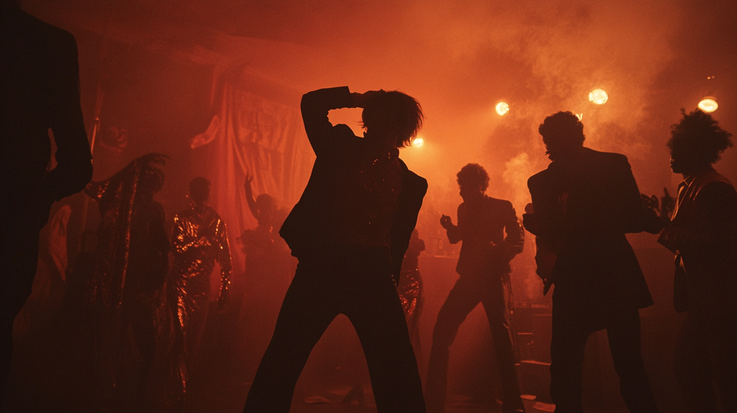 Young People Dancing in Neon Berlin Nightclub