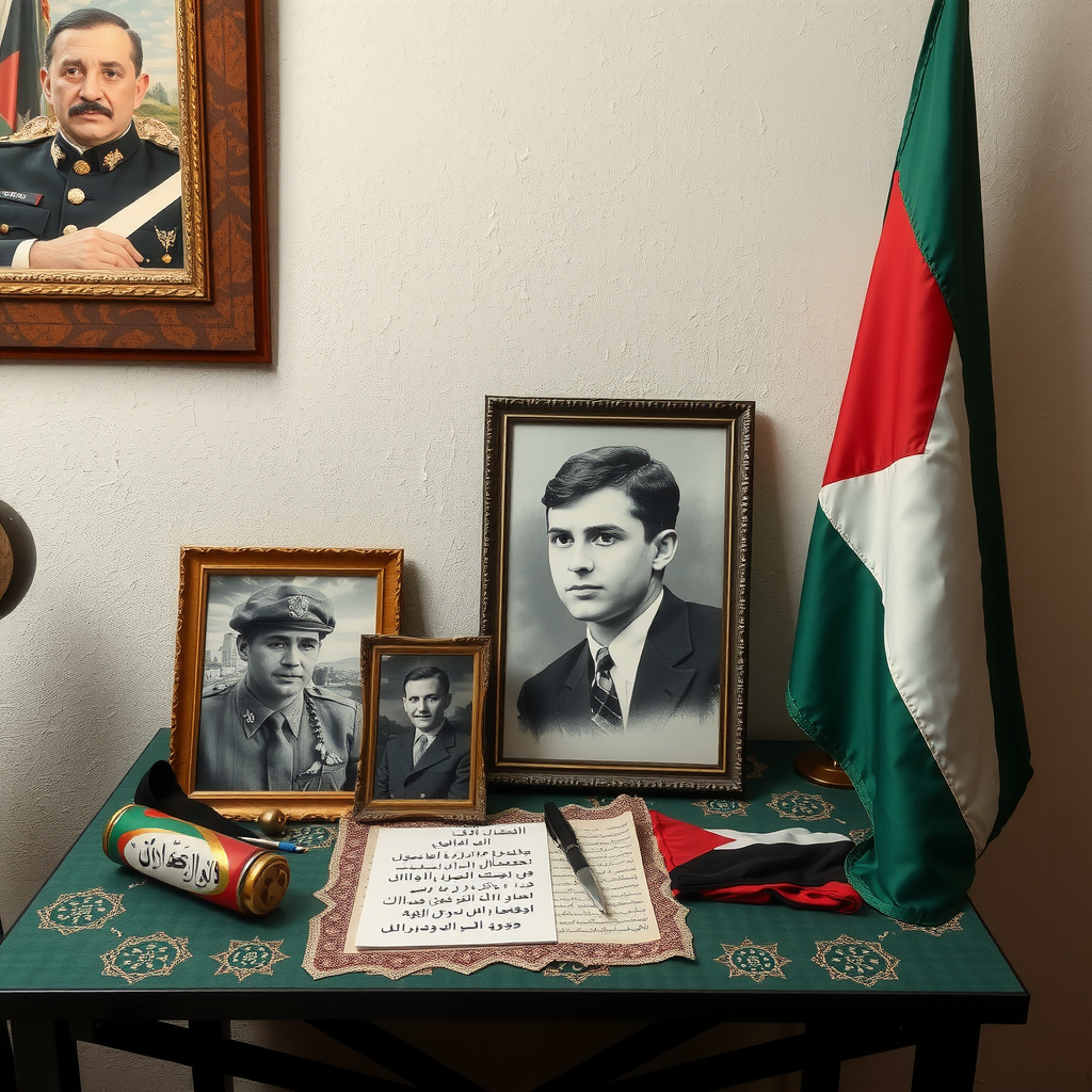 Young children learning about Palestinian history with flag.