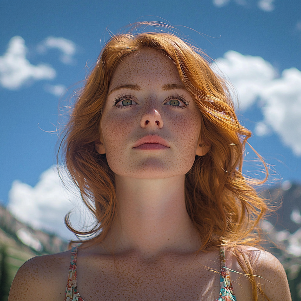 Young woman amazed in Sequoia National Park