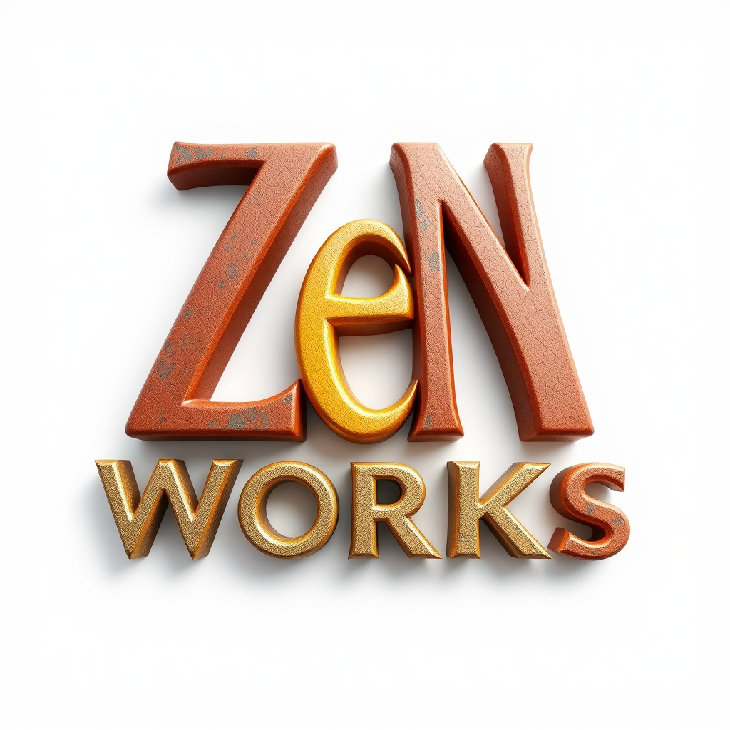 ZenWorks 3D logo for design company on white background.