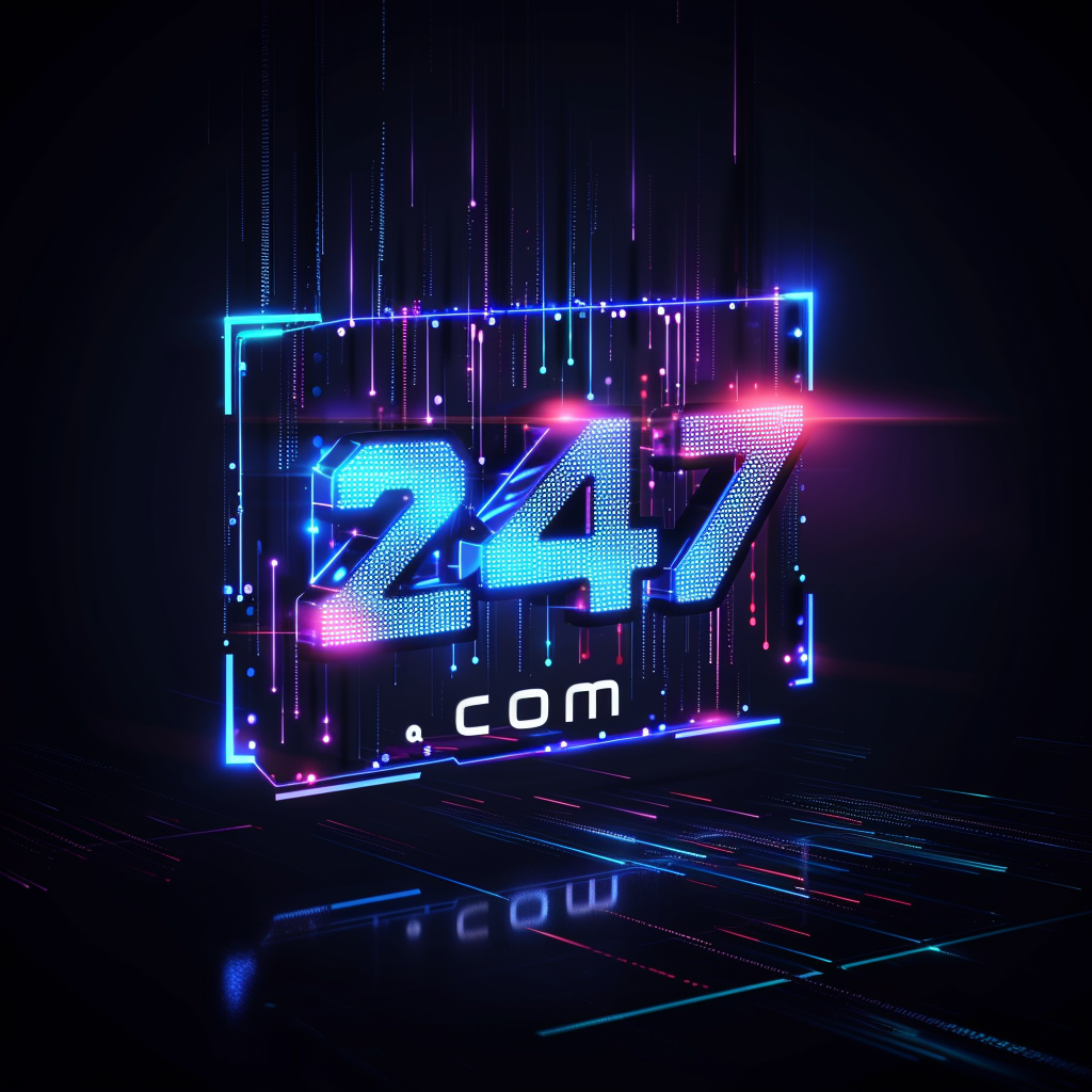 Technology logo with neon holograms