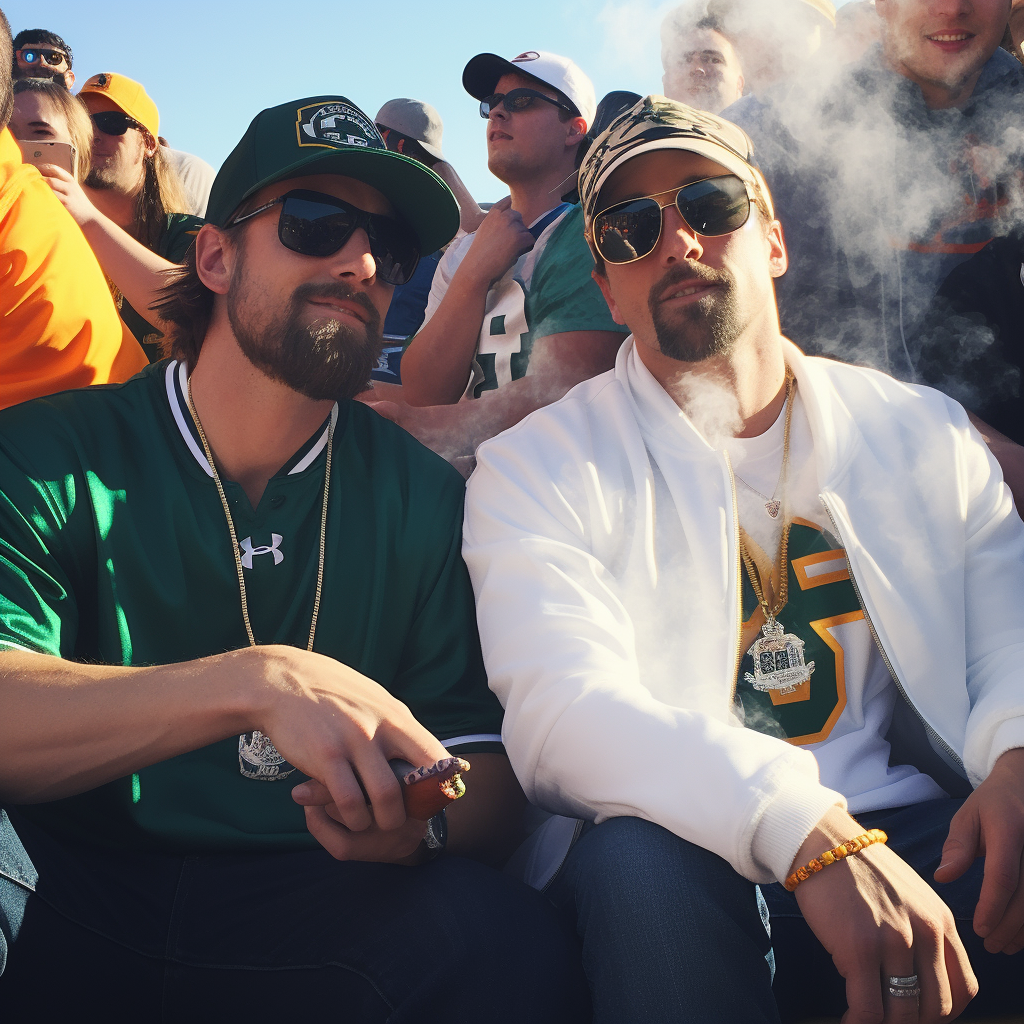 Aaron Rodgers smoking blunt with Leonardo DiCaprio