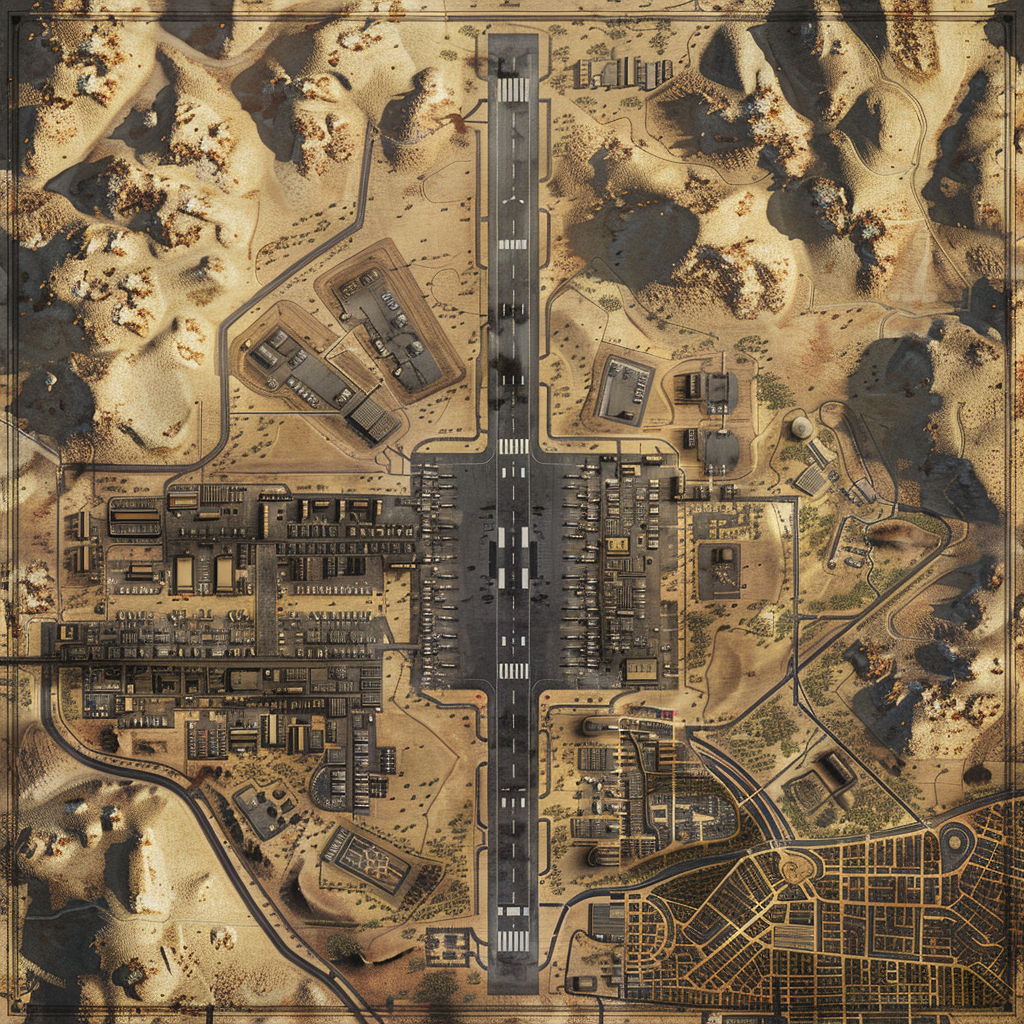 Top-down view of abandoned airfield