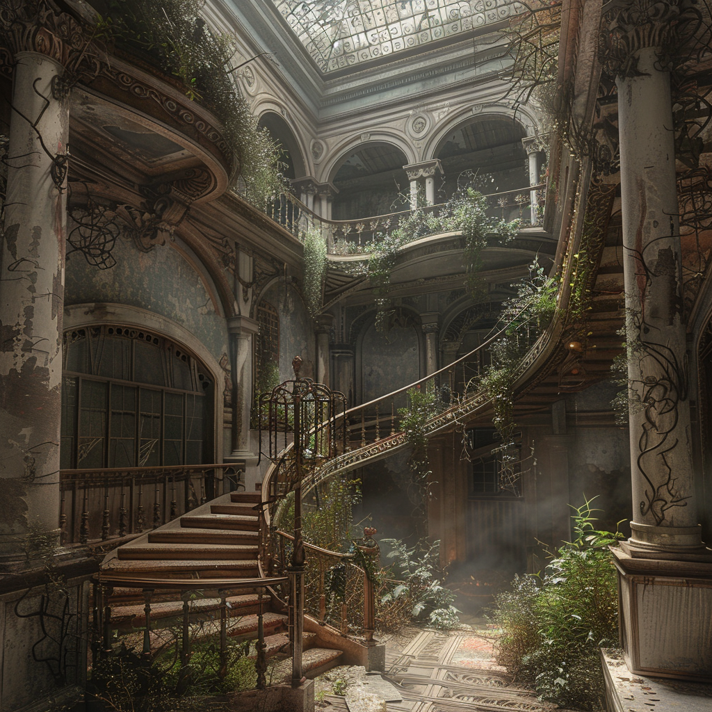 Mysterious manor atrium spooky image