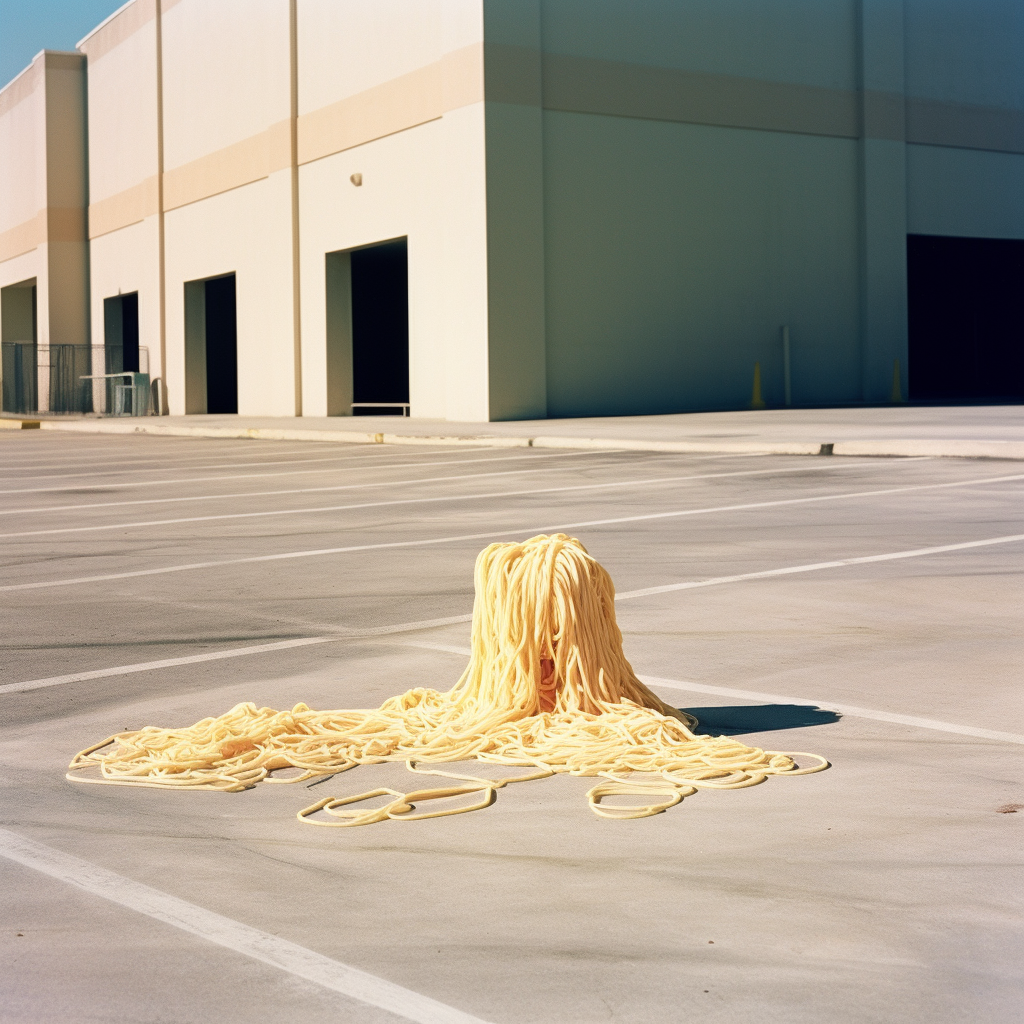 Noodles in colorful parking lot