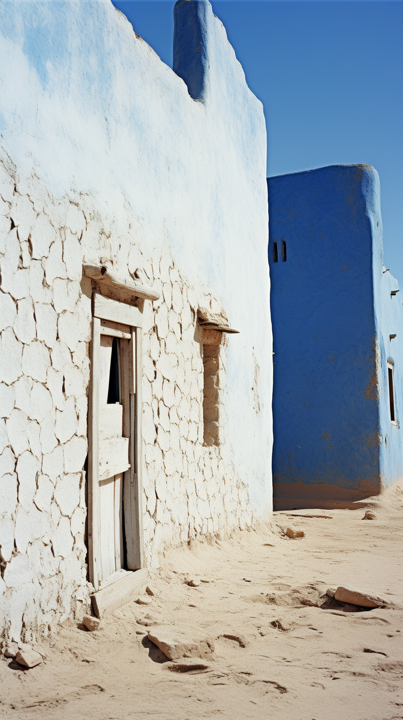 Desert Village with Blue Windows