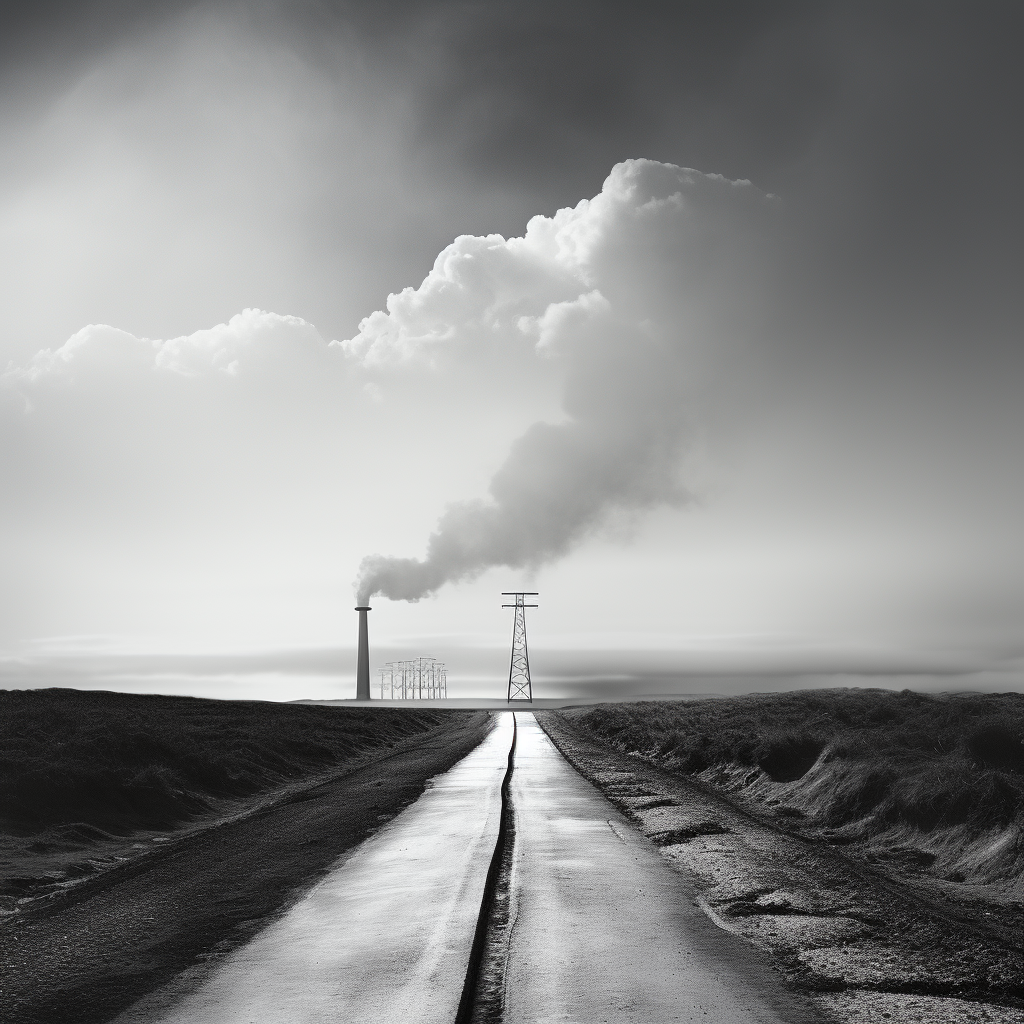 Abandoned city road disappearing into distance