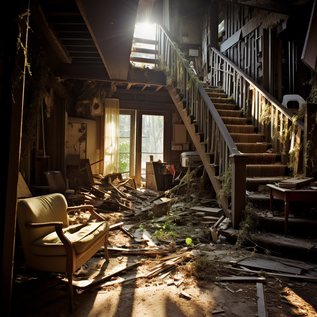 Abandoned House Above Diagonal View