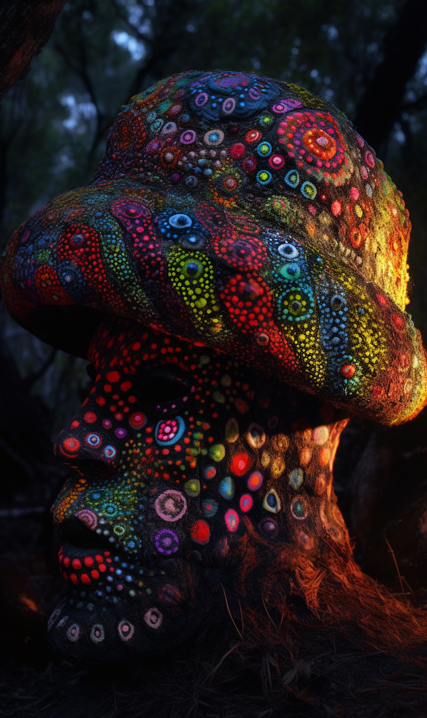 Vibrant surreal forest gnome artwork