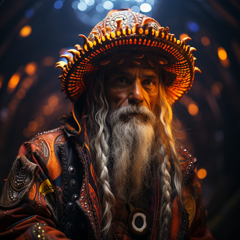 Colorful surreal forest gnome elf hybrid