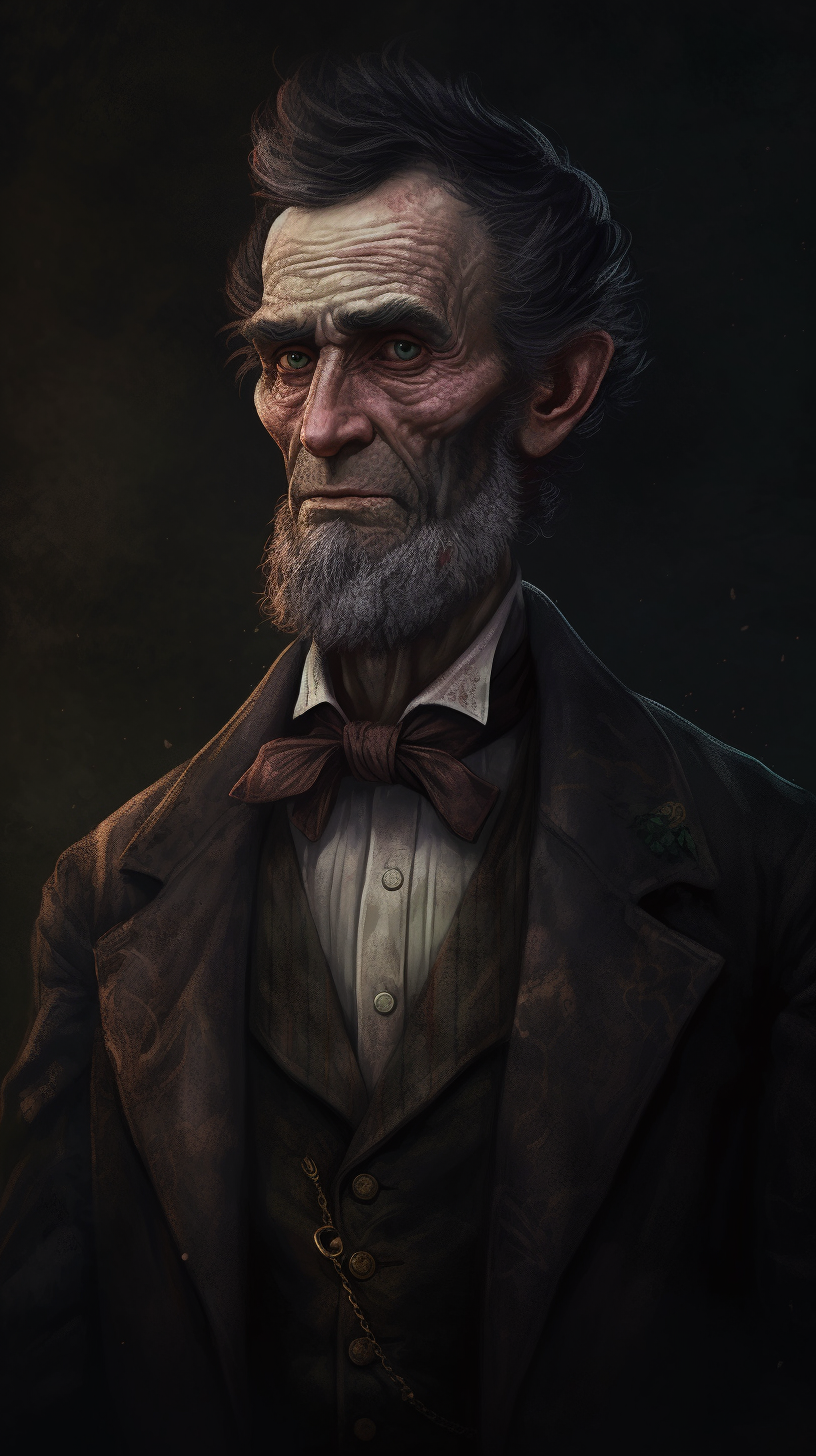 Abraham Lincoln in 1980s dark fantasy style